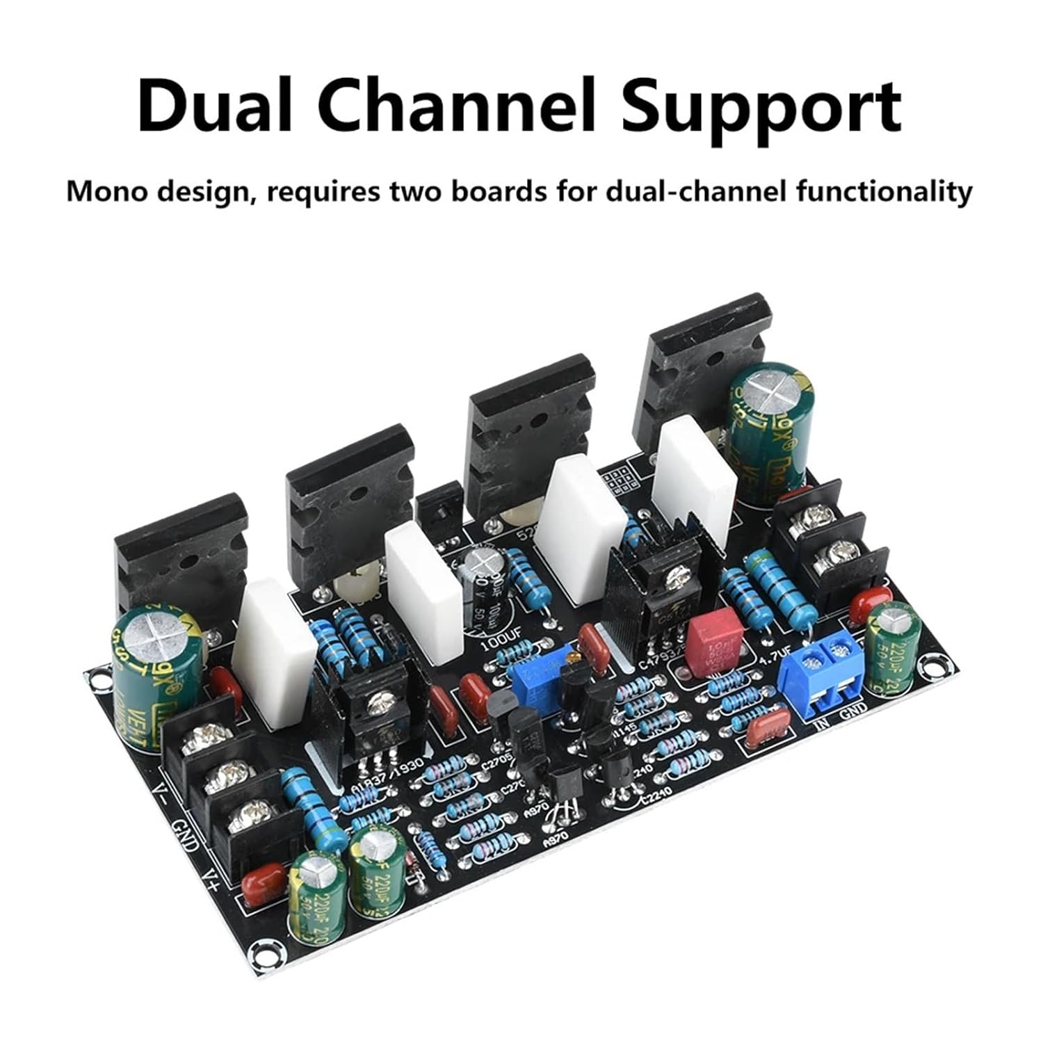 Mono 200W Digital Sound Power Amplifier Board 20-90V Positive Negative Dual Voltage A1943/C5200 Rear Amplifier Module
