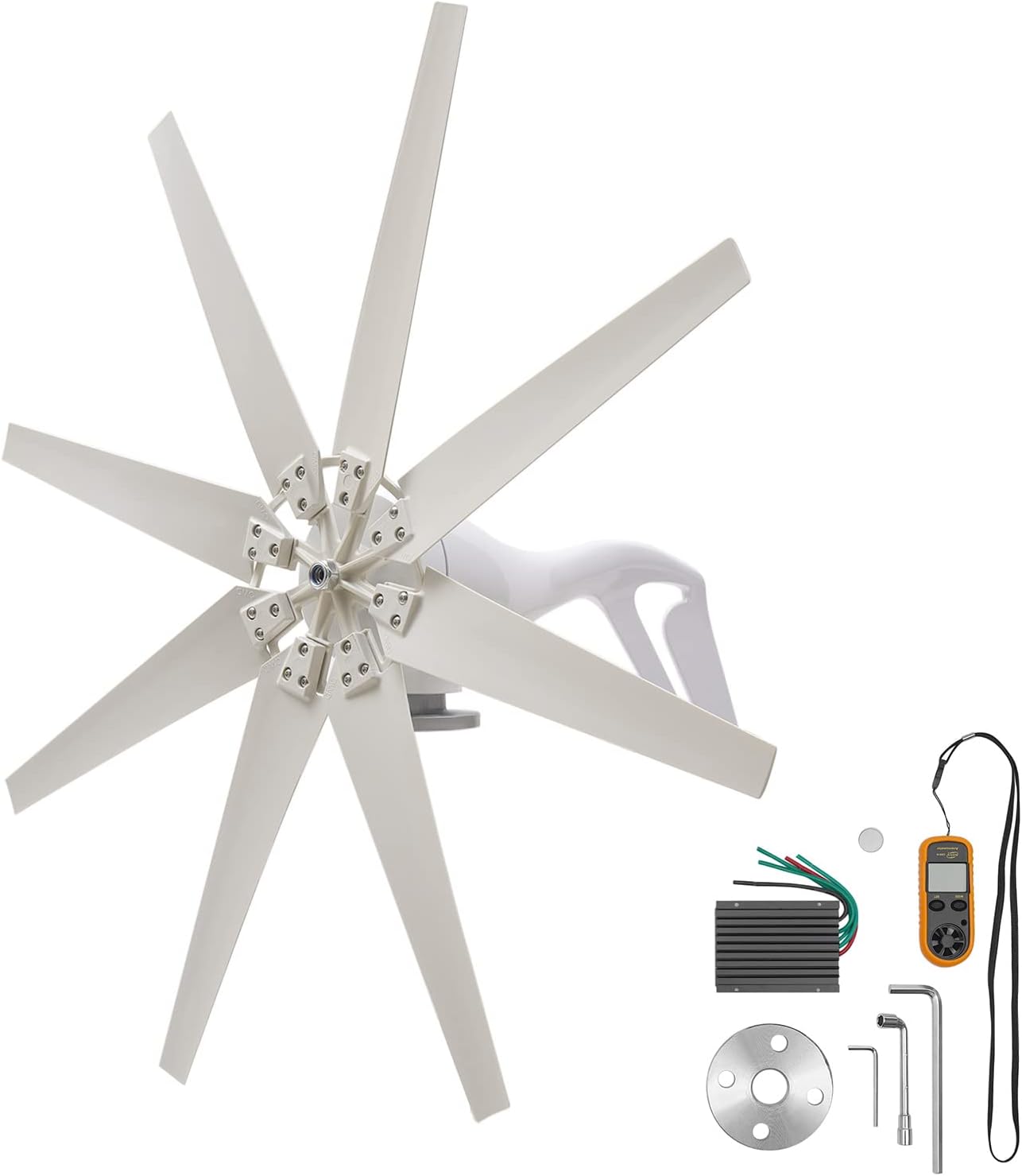 Wind Turbine Generator Kit, 600W 12V with 8 Blade Wind Generator Kit with Charge Controller, Wind Power Generator for Home Use, Marine, RV, Terrace