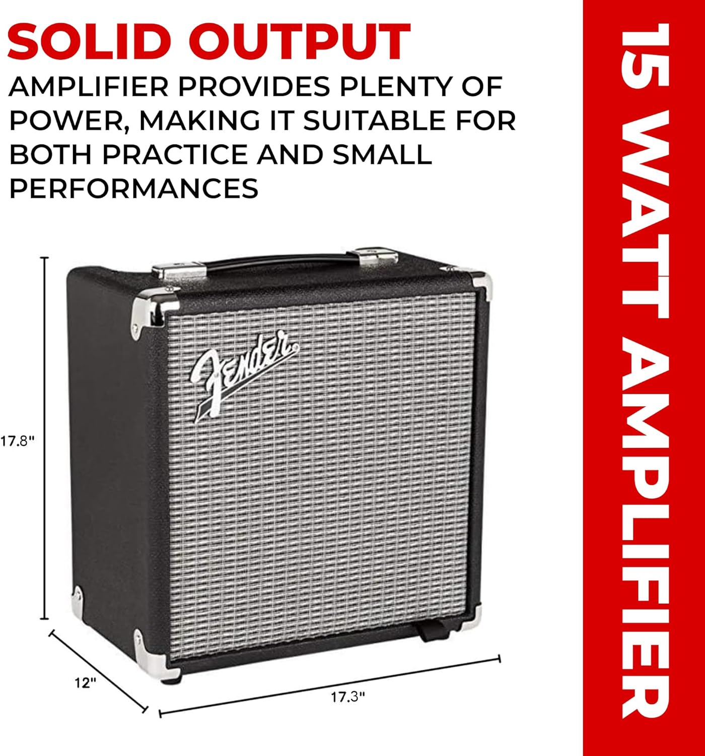 Fender Rumble 15 Bass Combo Amplifier Bundle with Instrument Cable and Austin Bazaar Instructional DVD