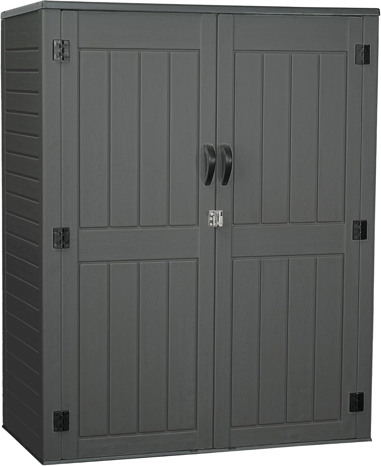 EHHLY Vertical Resin Storage Shed, 60 Cuft Garden Tool Sheds & Outdoor Storage, Plastic Outdoor Storage Cabinet Waterproof, 4.5 x 2.3 ft Backyard Outside Lawn Mower Storage Shed, Grey