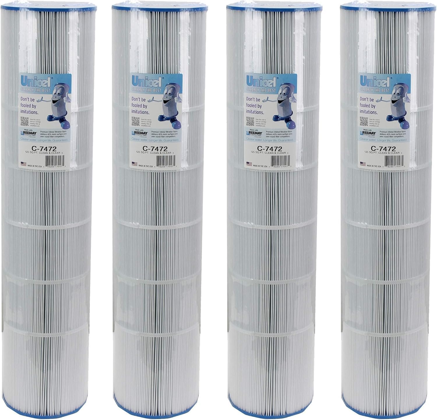Unicel C-7472-4 125 Sq Ft Media Replacement Pool Filter Cartridge with 163 Pleats, Compatible with Pentair Pool Products, Pac Fab, & Waterway (4 Pack)