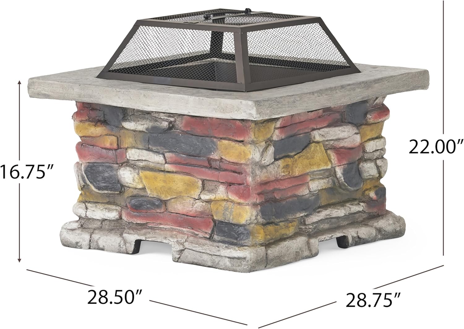 Outdoor 19.5 Inches Fire Column-40,000 Btu with Natural Stone Finish-Includes Tank Inside for Stylish Patio Heating (Stone Gray, 28