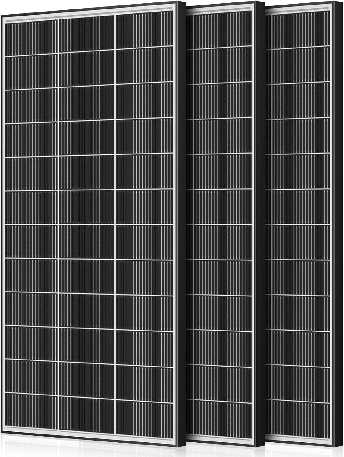 300 Watt Bifacial Solar Panel N-Type 18BB, 25% High Efficiency Monocrystalline Solar Cell Off Grid PV Power for Home Rooftop RV Camper Marine Boat Farm (300W 3Pack)