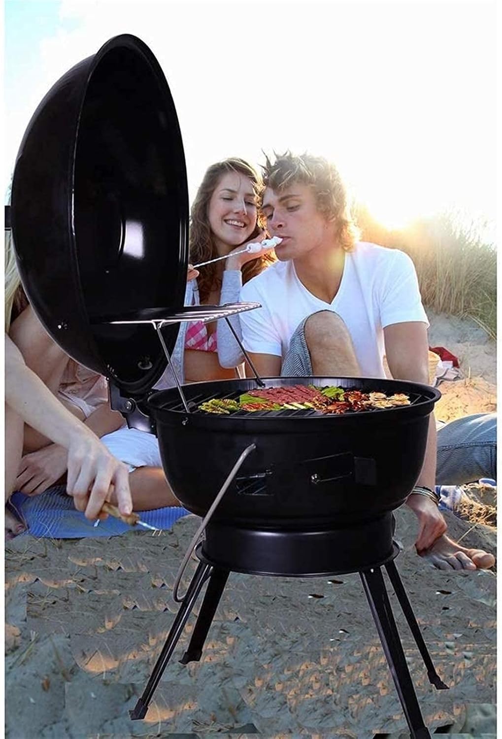Fire Pit Steel Folding Outdoor Garden Patio Heater Grill Camping Bowl BBQ with Poker, Grate, Grill Carry Stove Brazier Stove