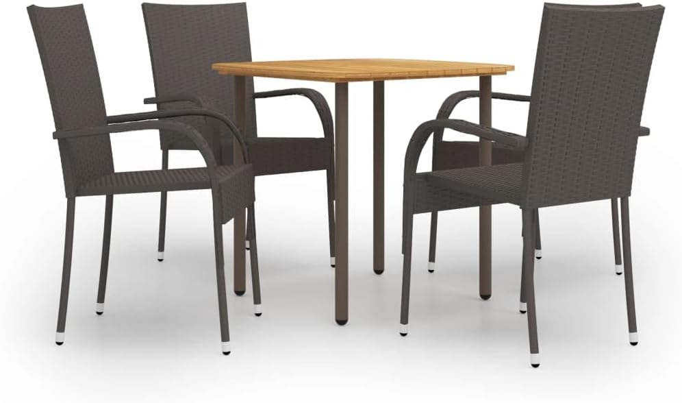 Patio Set 5 Piece Patio Dining Set Poly Rattan Brown