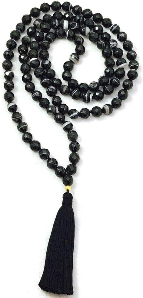 Faceted Black Agate Mala