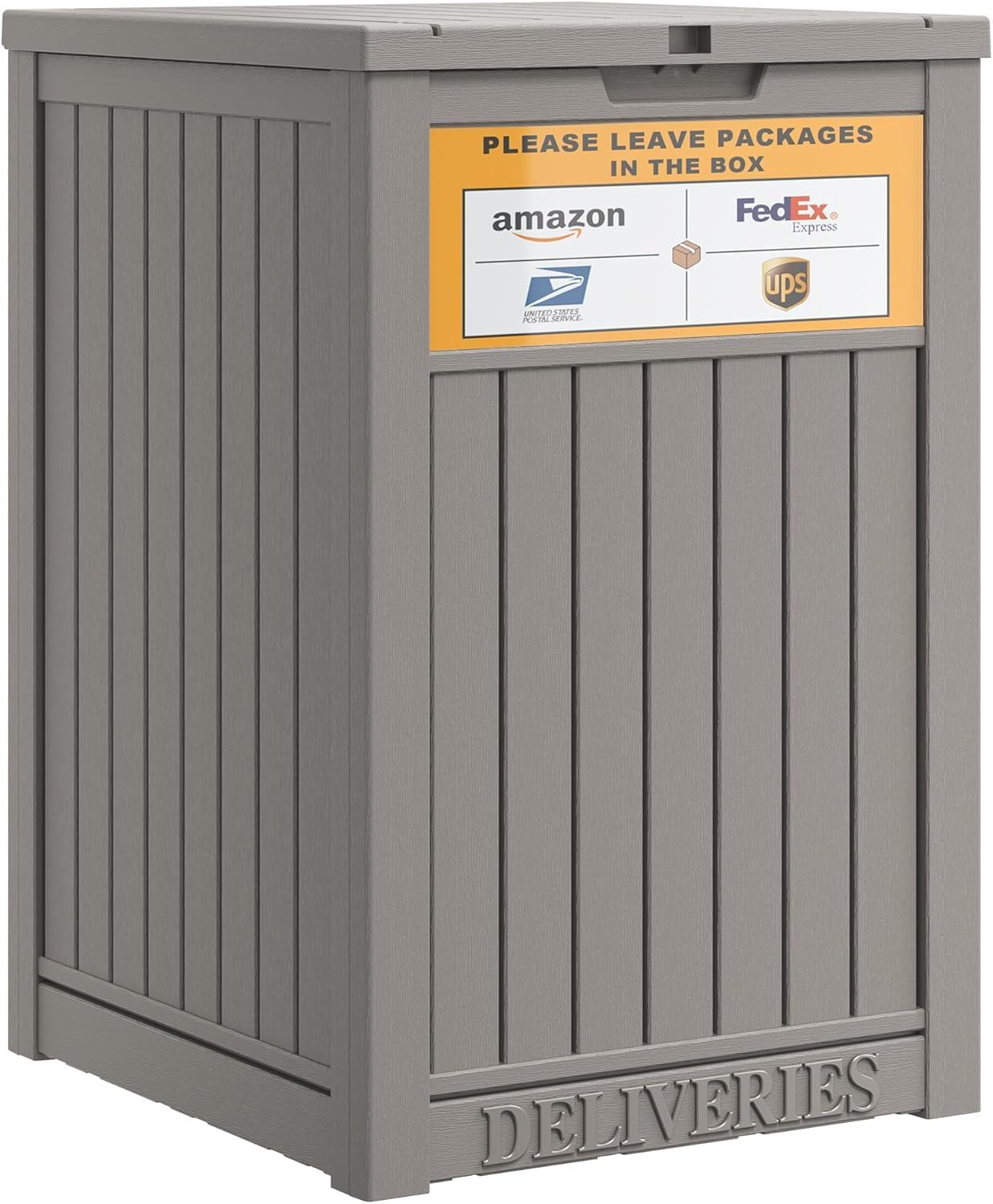 NUNU LAB Package Delivery Box for Outside, 48 Gallon Storage Deck Box with Lockable Secure, Waterproof Large Resin Drop Boxes for Porch