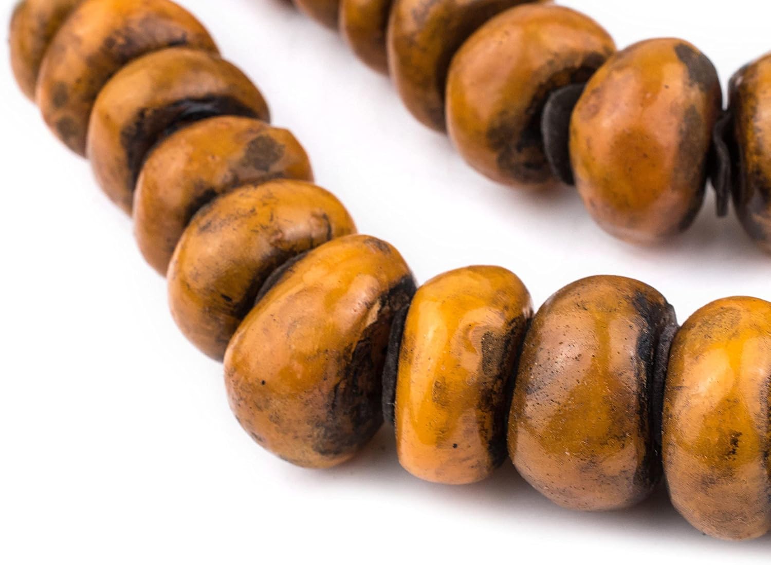 The Bead Chest Honey Moroccan Resin Beads Extra Large 37mm Morocco African Orange Round Large Hole 38 Inch Strand Handmade