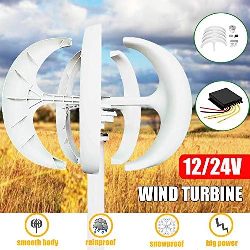 8000W 12V 24V 5 Blades Lantern Vertical Axis Permanent Magnet Wind Turbine Generator Motor Kit with Controller for Streetlight,24v