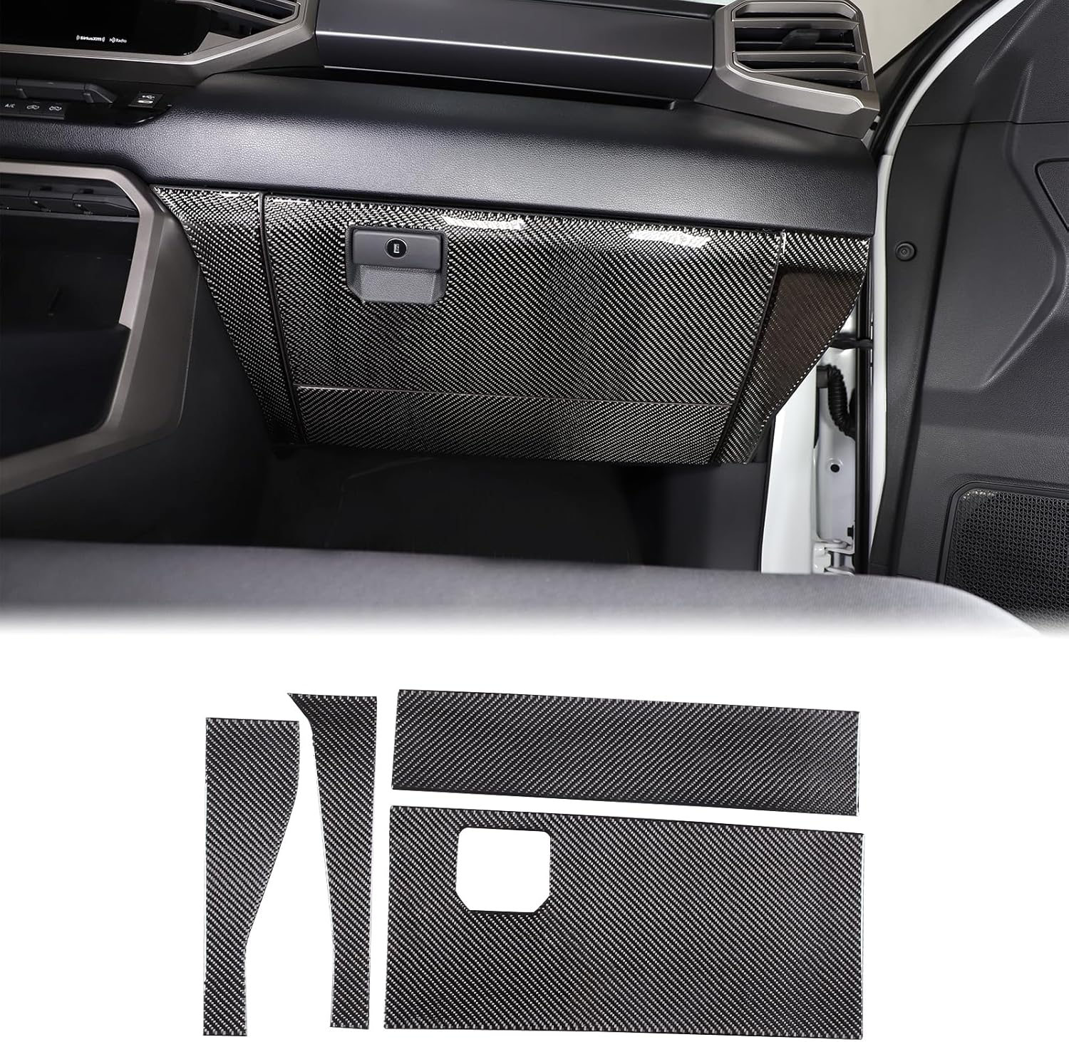 Aunginsy Car Passenger Glove Box Panel Trim Sticker Compatible with Toyota Tundra/Sequoia 2022 2023 2024 Pickup Truck Real Carbon Fiber Decorative Sticker Protection Cover Interior Accessories