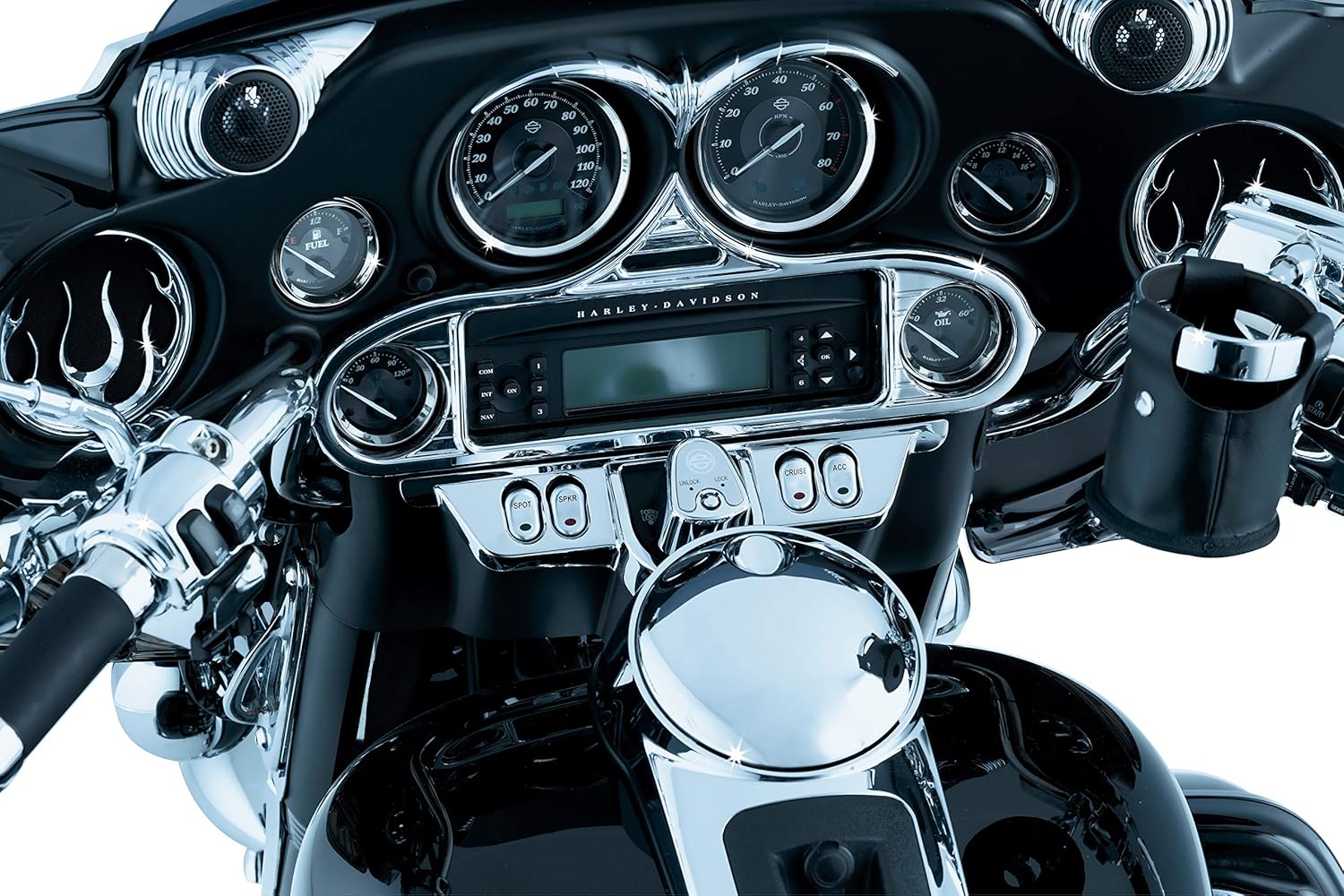 Kuryakyn 3765 Motorcycle Audio Accessory: Stereo Accent for 1996-2013 Harley-Davidson Motorcycles, Chrome