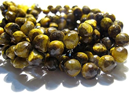 13 inch natural beads strand of 8mm faceted onion tiger's eye gemstone briolletes beads for DIY jewelry - necklace, bracelet, earring, ring.