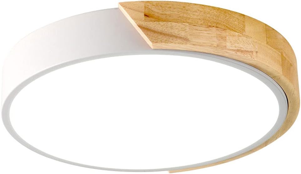 Yellow Ceiling Lamp Modern LED Ceiling Lamp Round Shaped Wood Adjustable Flush Mount Light Cool White 6000k Hanging Lighting Fixtures for Bathroom Kitchen Laundry(White,30cm)