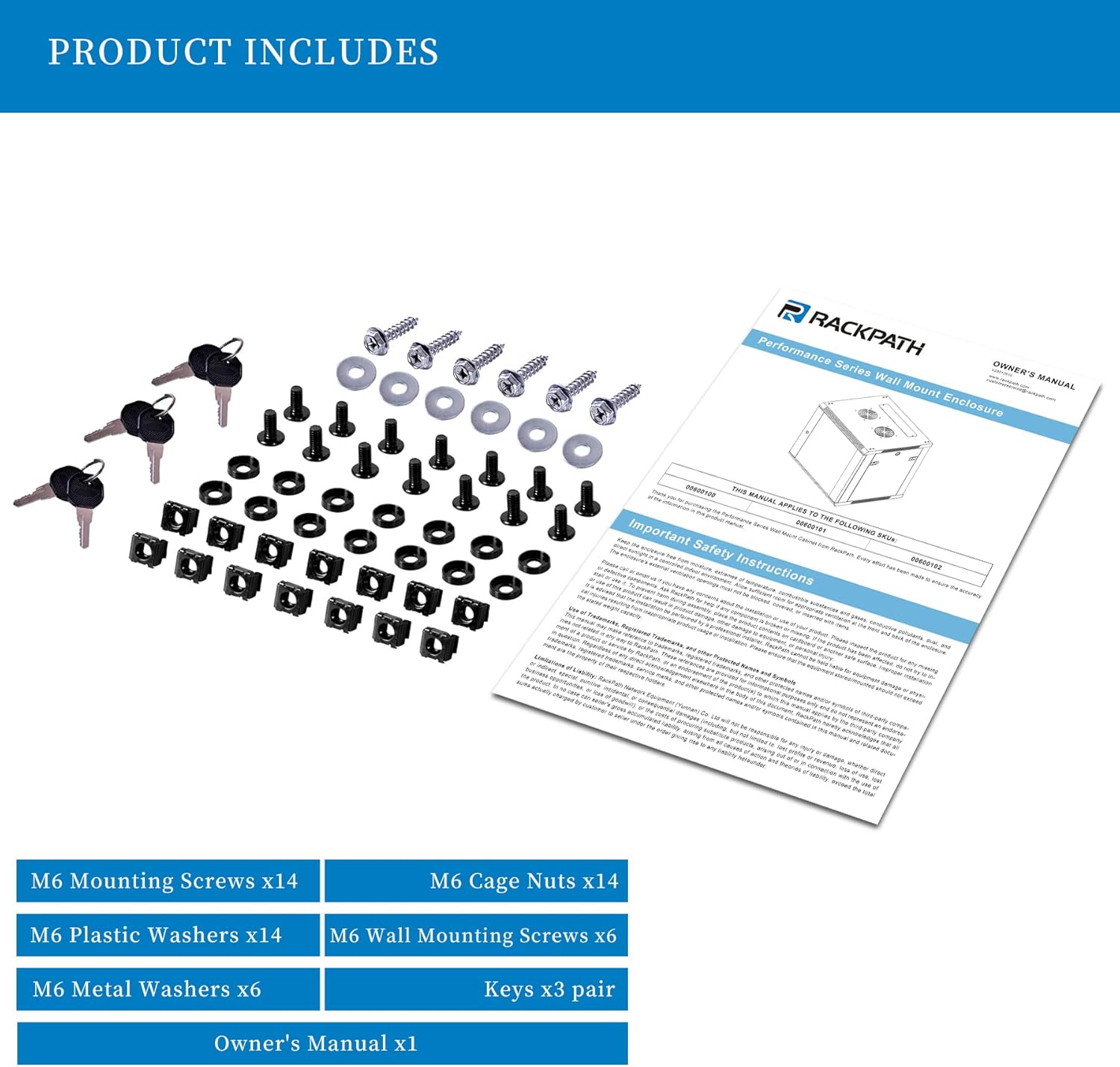 RackPath 9U Wall Mount Server Cabinet Network Rack Enclosure, Quiet Cooling Fan, Perforated Door, Black