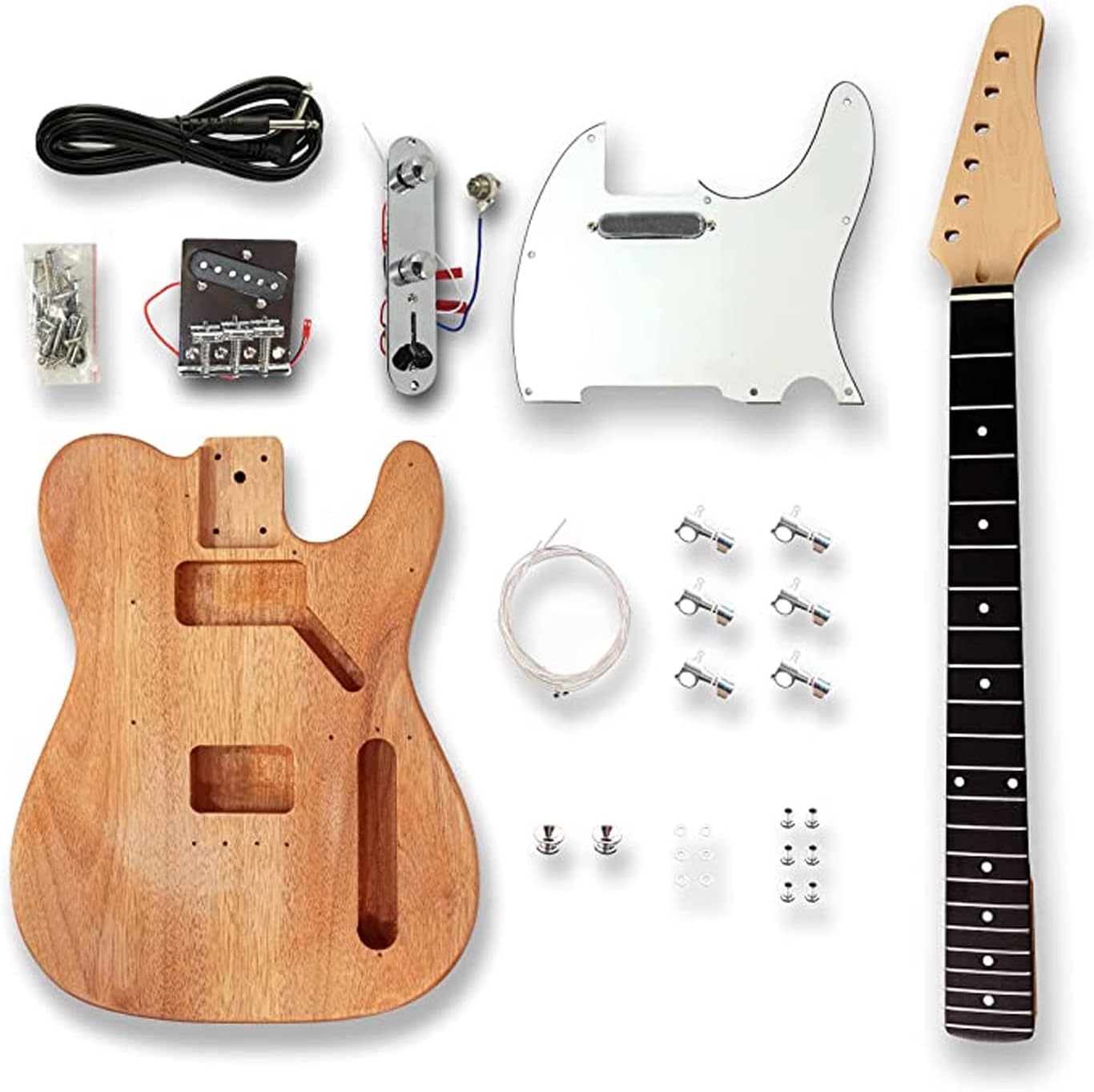DIY Electric Guitar Kit Beginner Unfinished Guitar Mahogany Body Rosewood Fingerboard Electric Guitar Assembly Complete Parts Kit