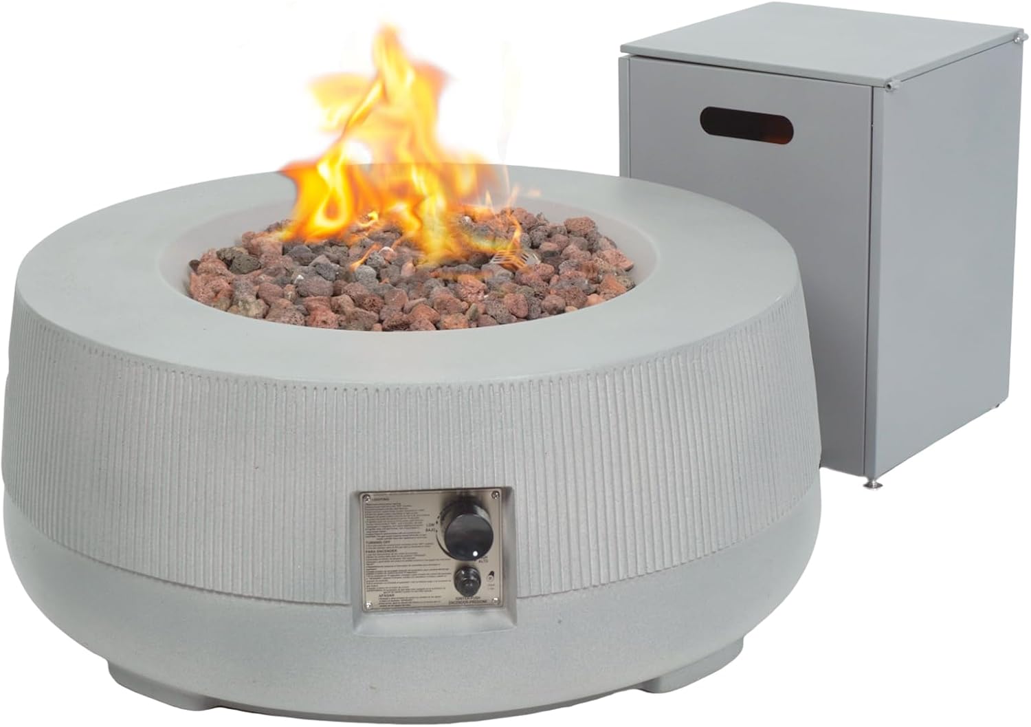 36'' Outdoor Propane Firepit Table Set, Round Gas Fire Pit, 50,000 BTU with Tank Holder