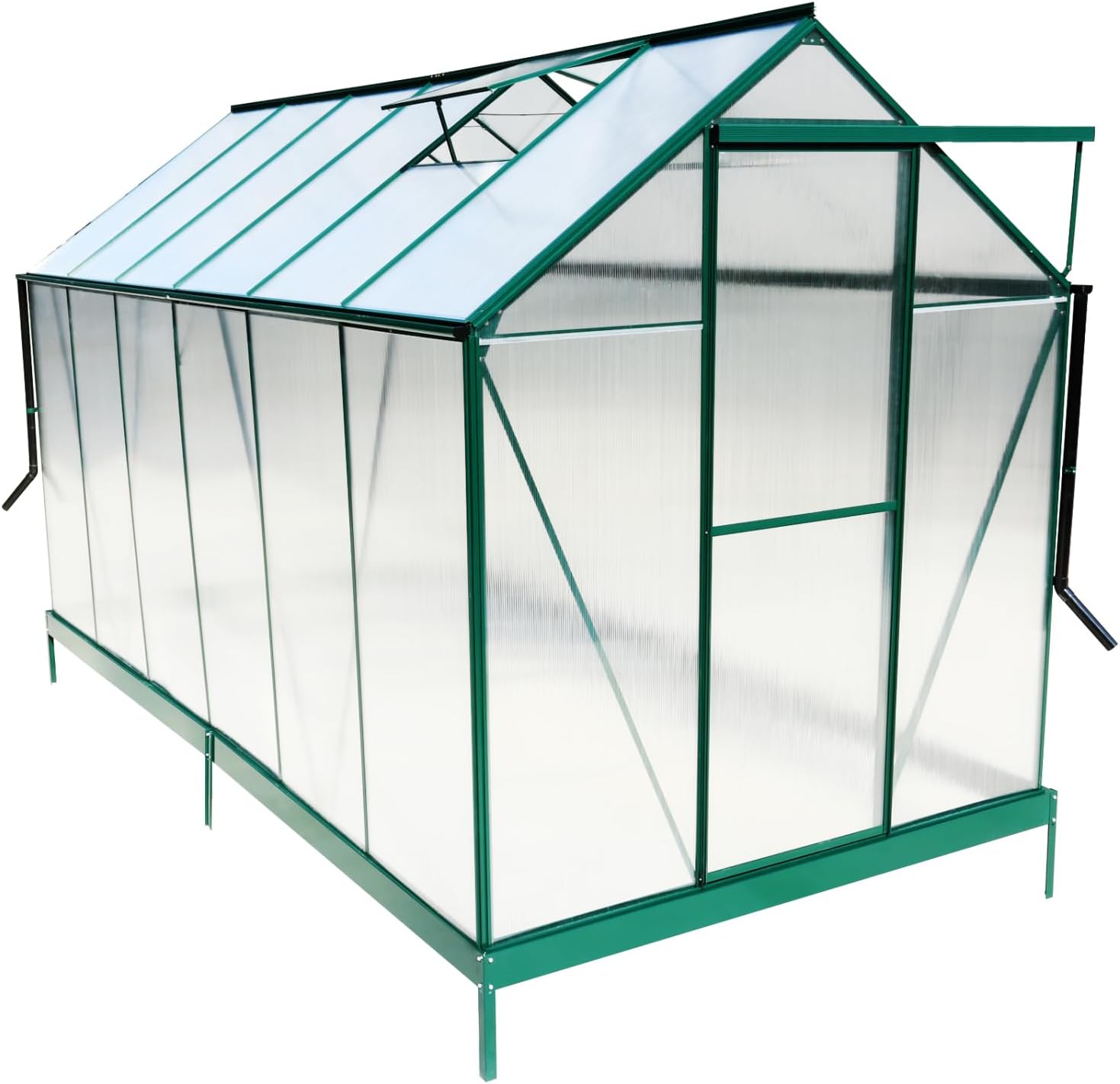 6.3' X 12.2' X 7' Polycarbonate Greenhouse Aluminum Green Durable Insulated Structure Backyard Garden Weather-Resistant Outdoor Kit