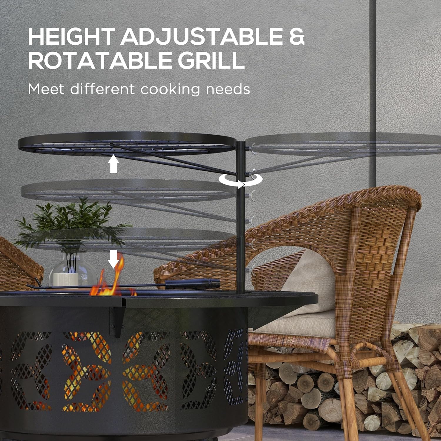 2-in-1 Fire Pit, BBQ Grill, 33