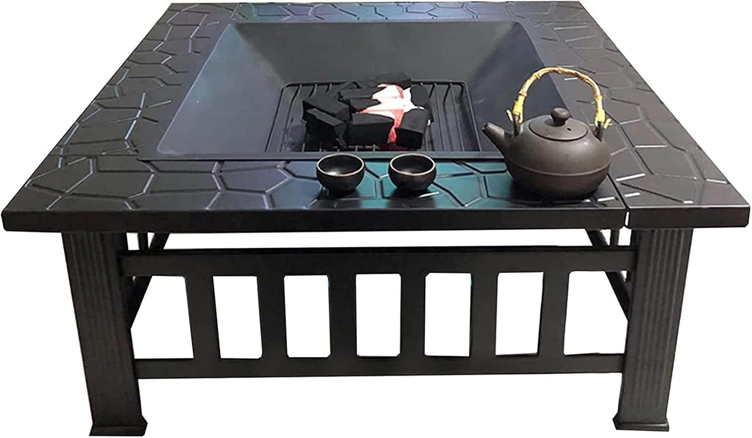 Garden Fire Pit Grill Bowl Grill Barbecue Rack Fire Pit Outdoor Wood-Burning fire Pit Table, Villa Courtyard Three-in-one Barbecue, ice Pit, Heater Square fire Pit