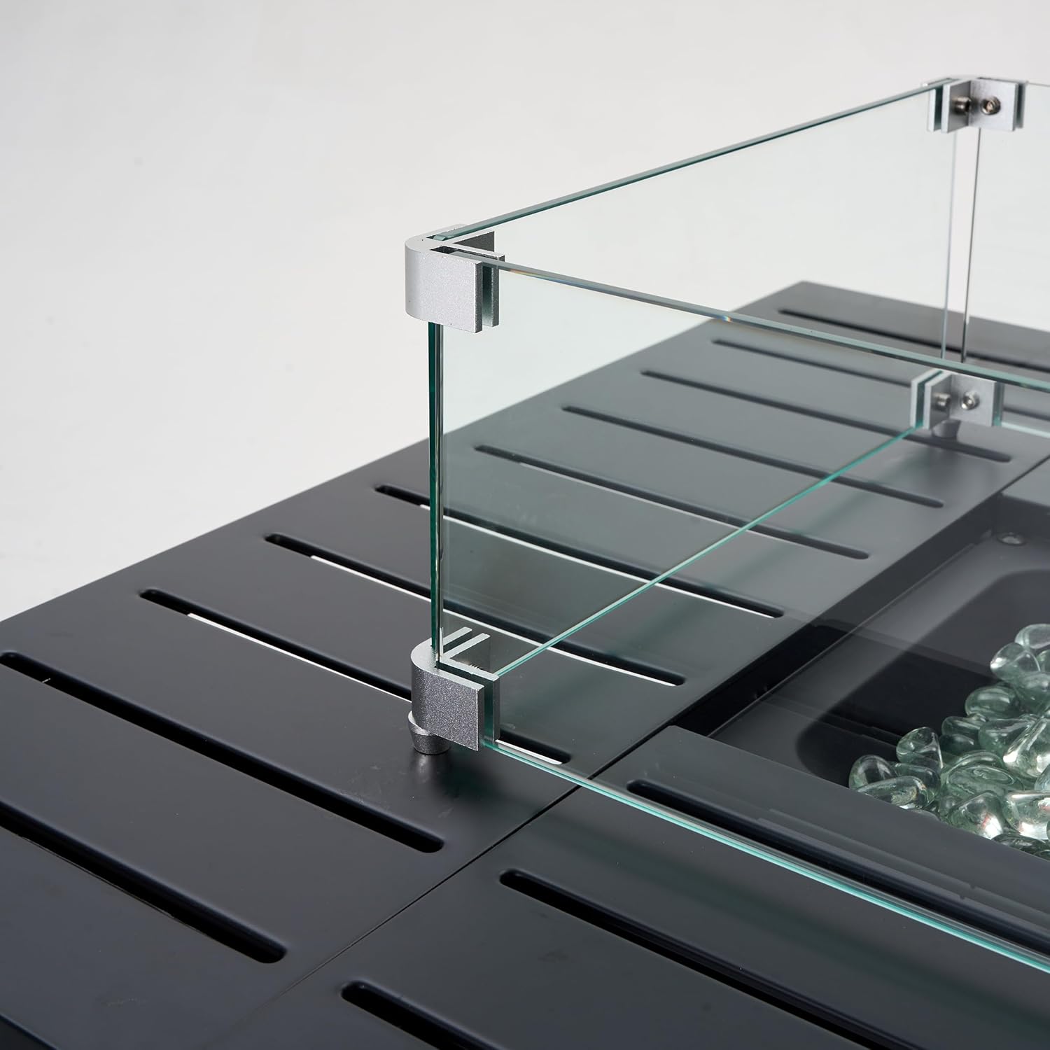 Rectangular Outdoor Propane Gas Fire Pit Table 50,000 BTU Propane with Lava Rock Filler