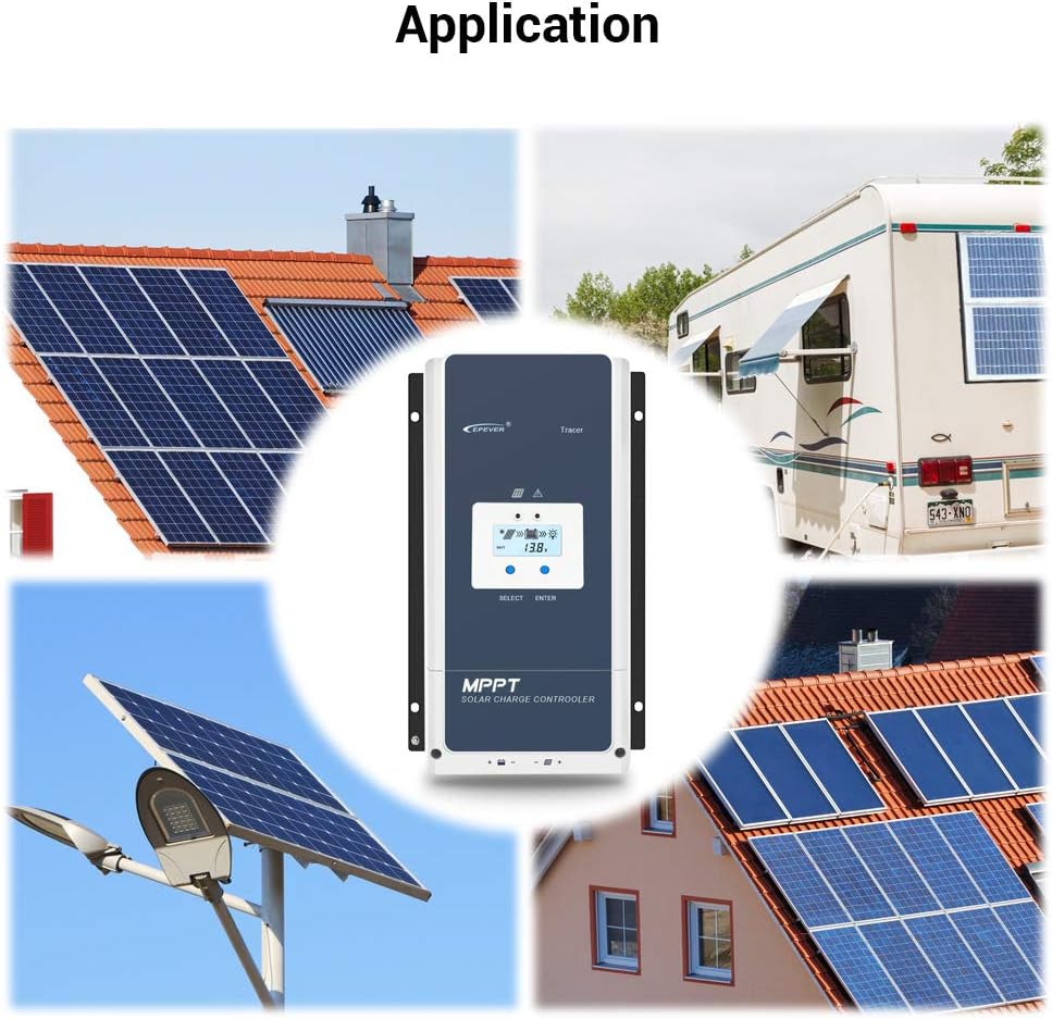 EPEVER 100A MPPT Solar Charge Controller 12V/24V/36V/48V DC Automatically Identifying System Voltage Max.PV 150V Solar Panel Regulator (Tracer 10415 an)