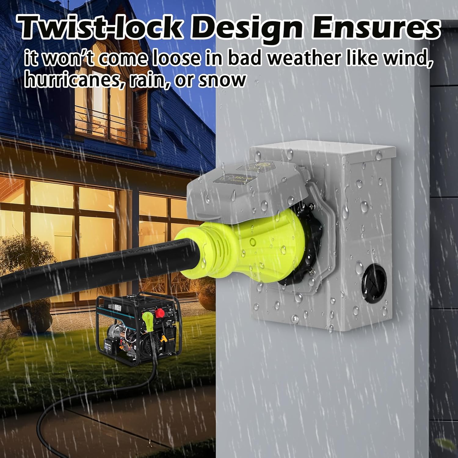 25FT 50 Amp Generator Power Cord,25FT 50 Amp RV Extension Cord, 50 Amp125V/250V 12500W Twist Lock 4 Prong NEMA 14-50P/SS2-50R,6/3+8/1 AWG STW Wire for RV,Camper, House