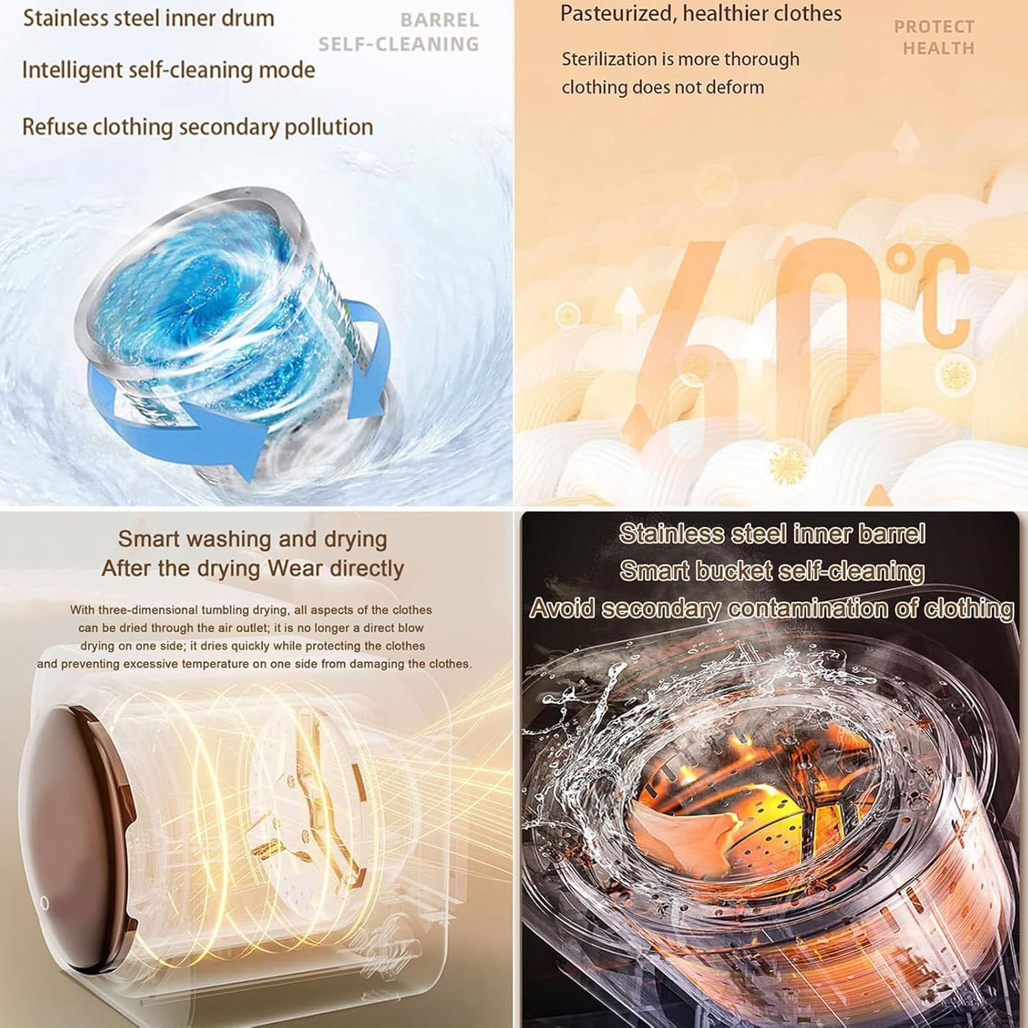 Fully Automatic Mini Washing Machine, Smart Drum Washer-dryer Wall-mounted/table-top Washing Machine, Suitable for Apartments and Small Spaces (Desktop)