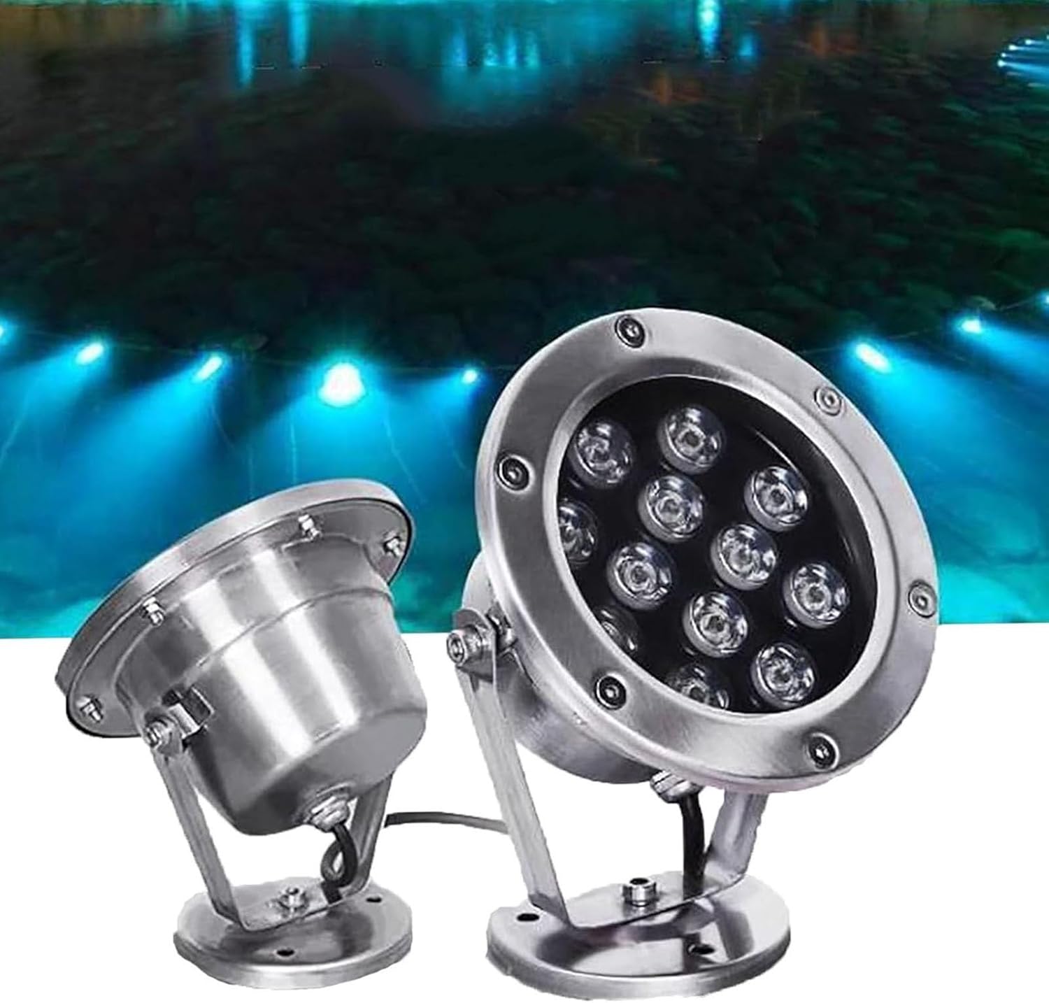 LED Swimming Pool Light, Submersible RGB Fountain Lamp, IP68 Waterproof Underwater Pond Lamp, 12V Low Voltage Adjustable Outdoor Landscape Light, for Aquarium Party(Red,36W)