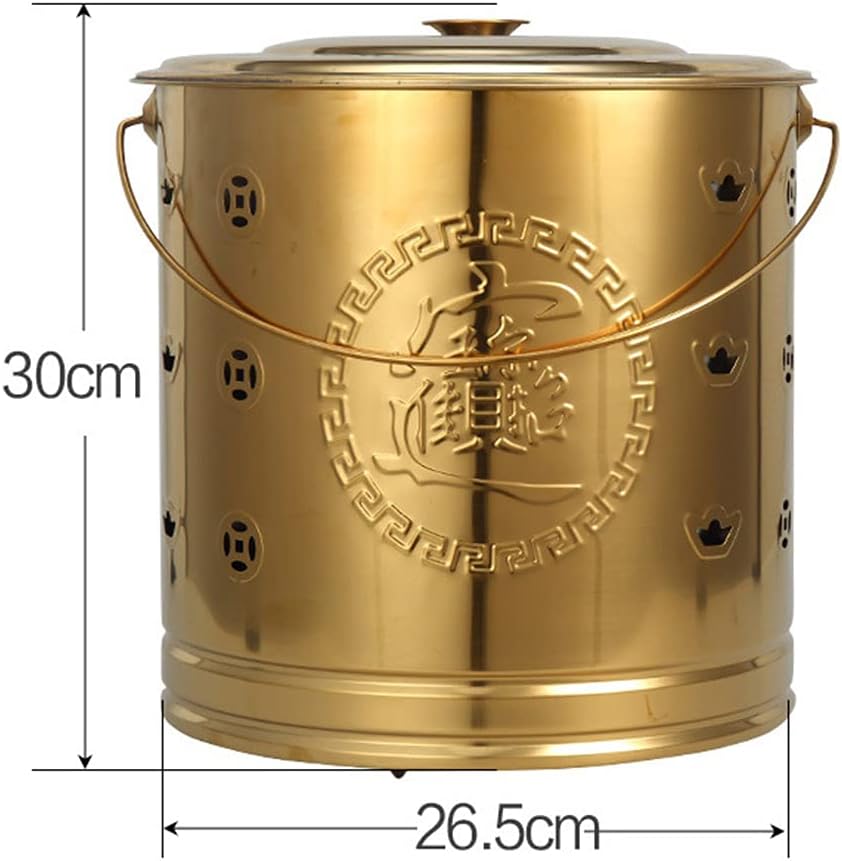 Burn Bin with Liner Stainless Steel Incinerator Barrel Cage Ash Bucket Fire Pit Wood Burning Can Garbage, Paper, Leaves,36.5x38cm ()