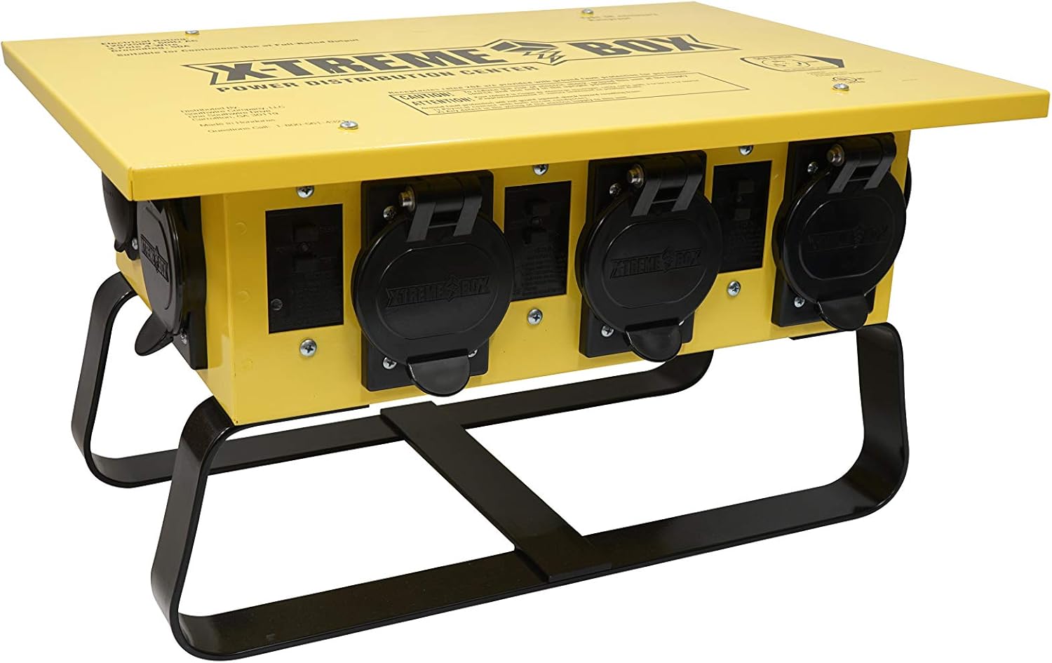 Southwire Temporary Power X-Treme Box - 50A 125/250V Portable Power Distribution with 6 5-20 U-Ground/Straight Blade Receptacles - Rugged Steel Construction