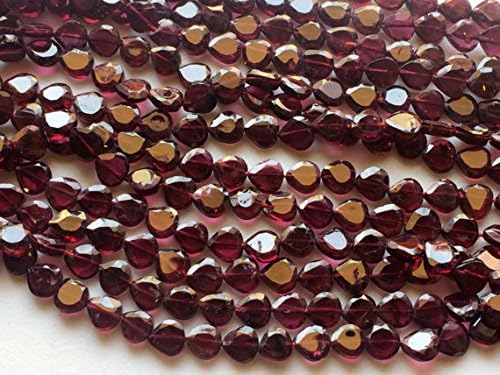 1 Strand Natural Garnet Faceted Fancy Heart Beads, Straight Drilled Natural Garnet Necklace, 6.5mm 8