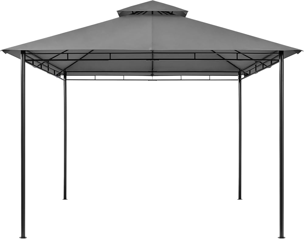 Yaheetech Gazebo for Patios - 11x11ft Outdoor Powder-Coated Steel Frame Gazebo, Double Roofs Grill Shelters BBQ Pavilion for Lawn/Backyard/Garden/Deck, Dark Gray