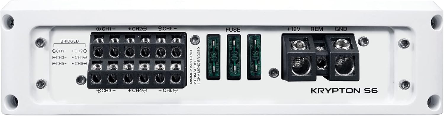 Rockville Krypton S6 2600W 6-Channel Marine/Boat Amplifier, Dyno-Certified RMS, PA Mic Included, Conformal Coated PCB, Adjustable Crossover, for Boat Audio Systems