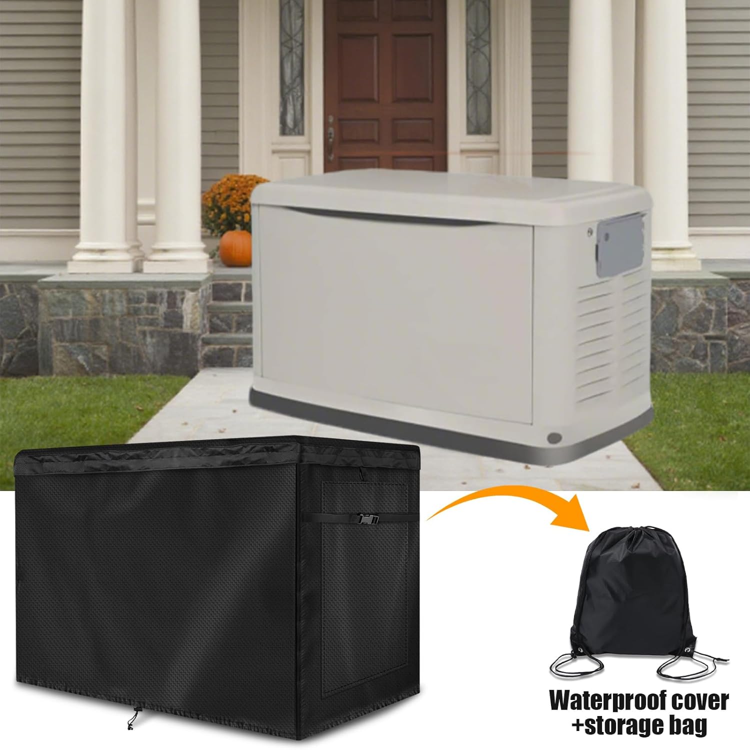 Generator Covers Fits for Generac 22kW Home Standby Generator, 600D Oxford Cloth Waterproof, Dustproof, and UV Resistant Home Generators Cover