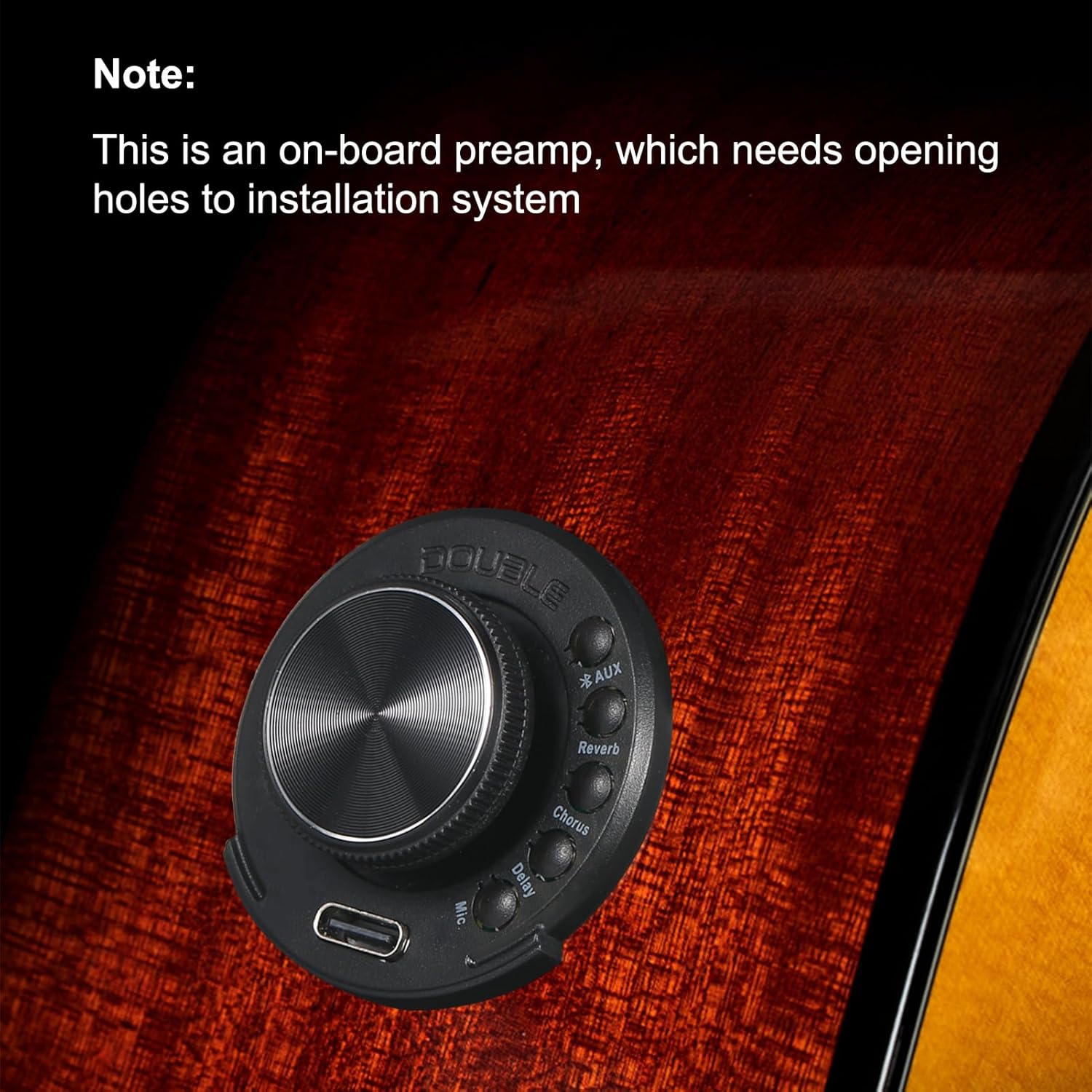 Generic OS1 Resonance Pickup On-Board Preamp SFT Same Frequency Trans Guitar Preamplifier System with Reverb Chorus Delay Re able Li-ion (Need Opening Holes to Install), Black