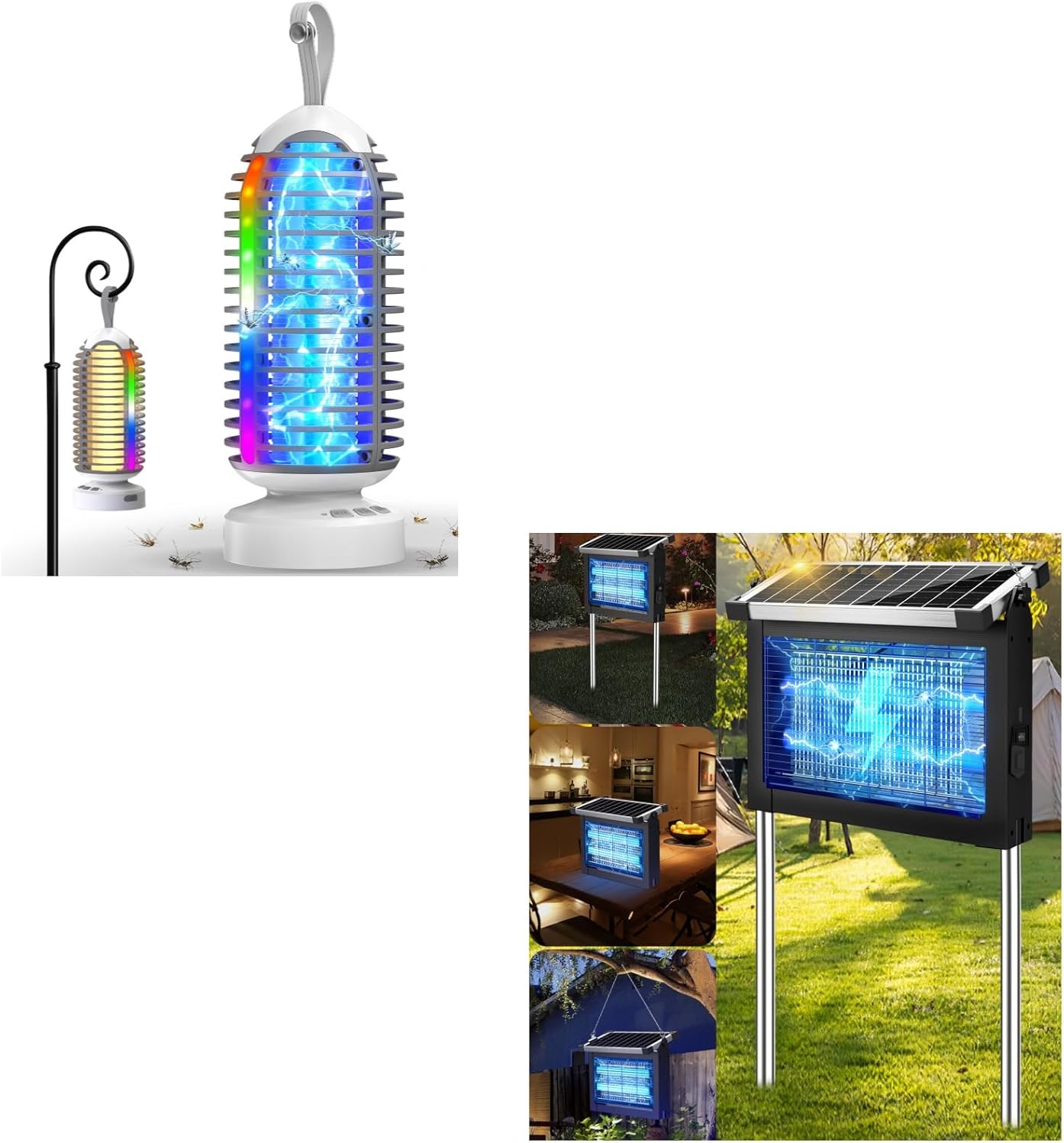 Solar Bug Zapper Outdoor 4500V & Bug Zapper with Marquee Light 3000V