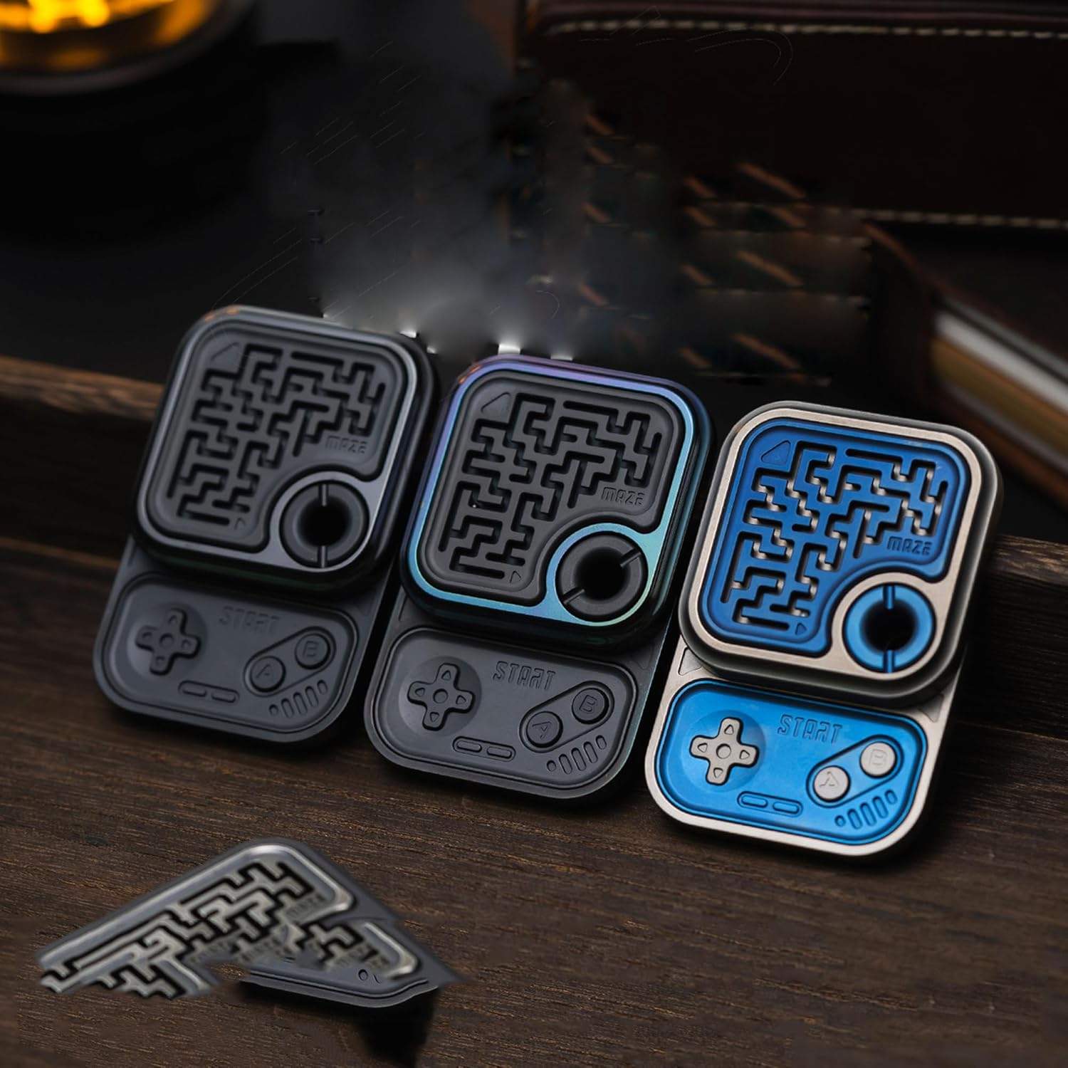 Fidget Slider Zero One Studio EDC Toy 3 in 1 Cubes Game Machine Fidget Toy for Adult (Titanium Blue)