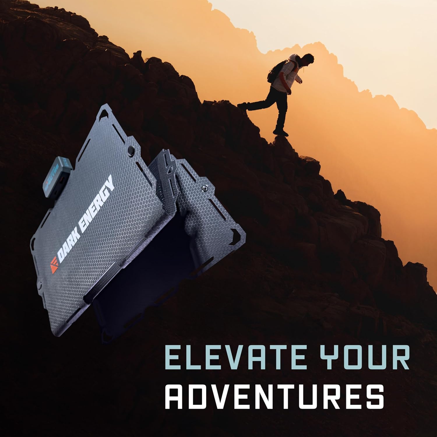 Dark Energy Spectre Folding 18W Solar Panel | Portable Solar Power Charges USB-C and USB-A Devices | Crush & Impact Resistant with Armor-Flex, IPX7 Waterproof, Lightweight Solar Powerhouse