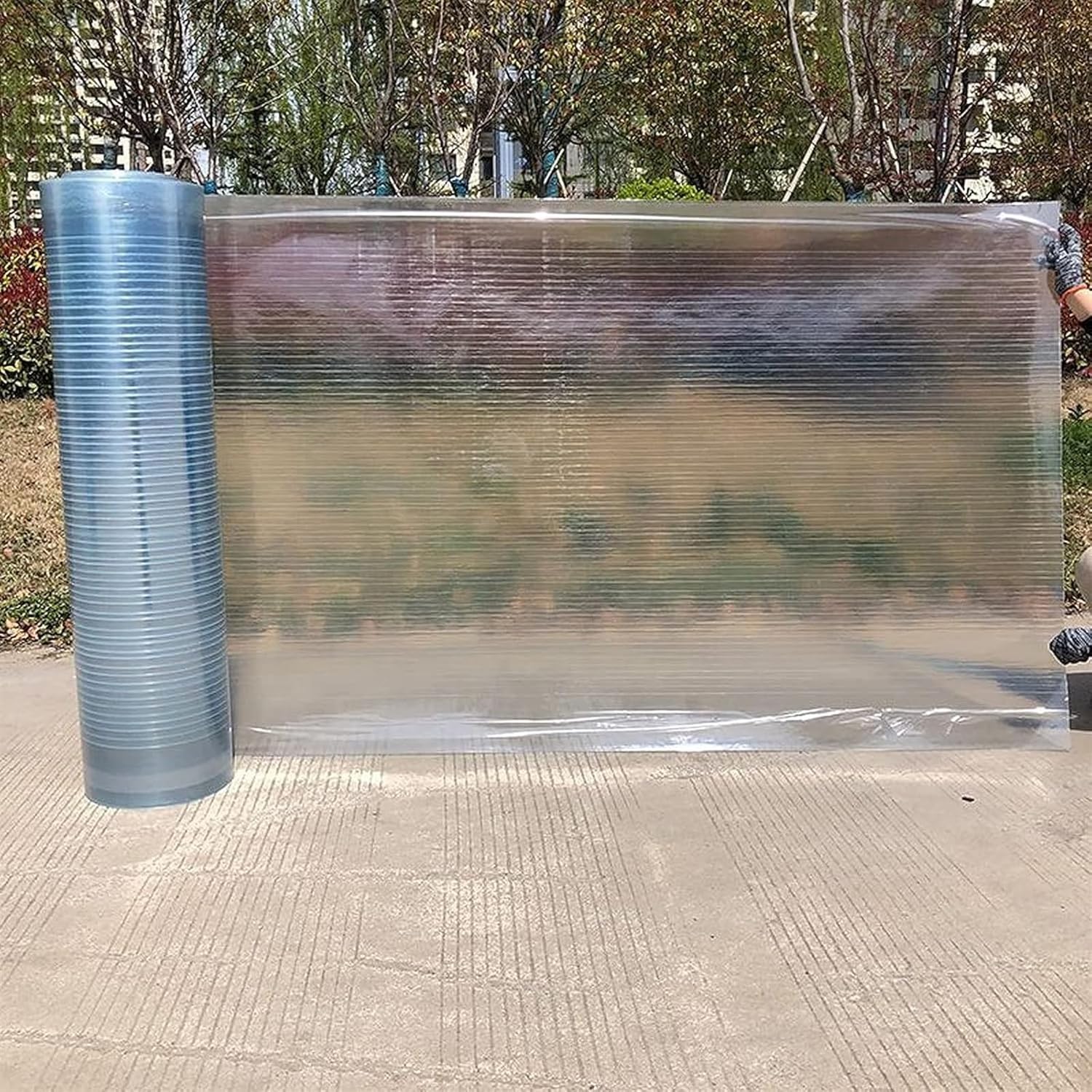 Polycarbonate Roof Sheet, 0.8mm Garden Roof Sheet, Waterproof Transparent Polycarbonate Roof Sheet, Fiberglass Sheet, Gazebo Carport Sunroom Greenhouse Replacement Lighting Board(1.5X6m)