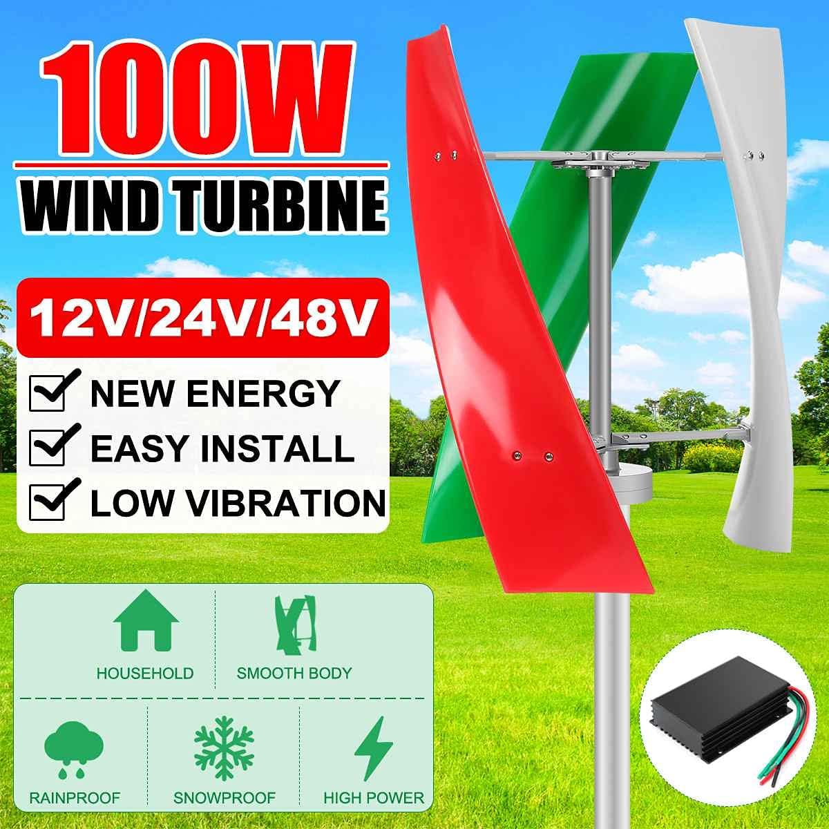 1000W 12V 24V 48V Lantern Wind Generator 3 Blades Vertical Axis Permanent Maglev Wind Turbine Generator with MPPT Controller,12v