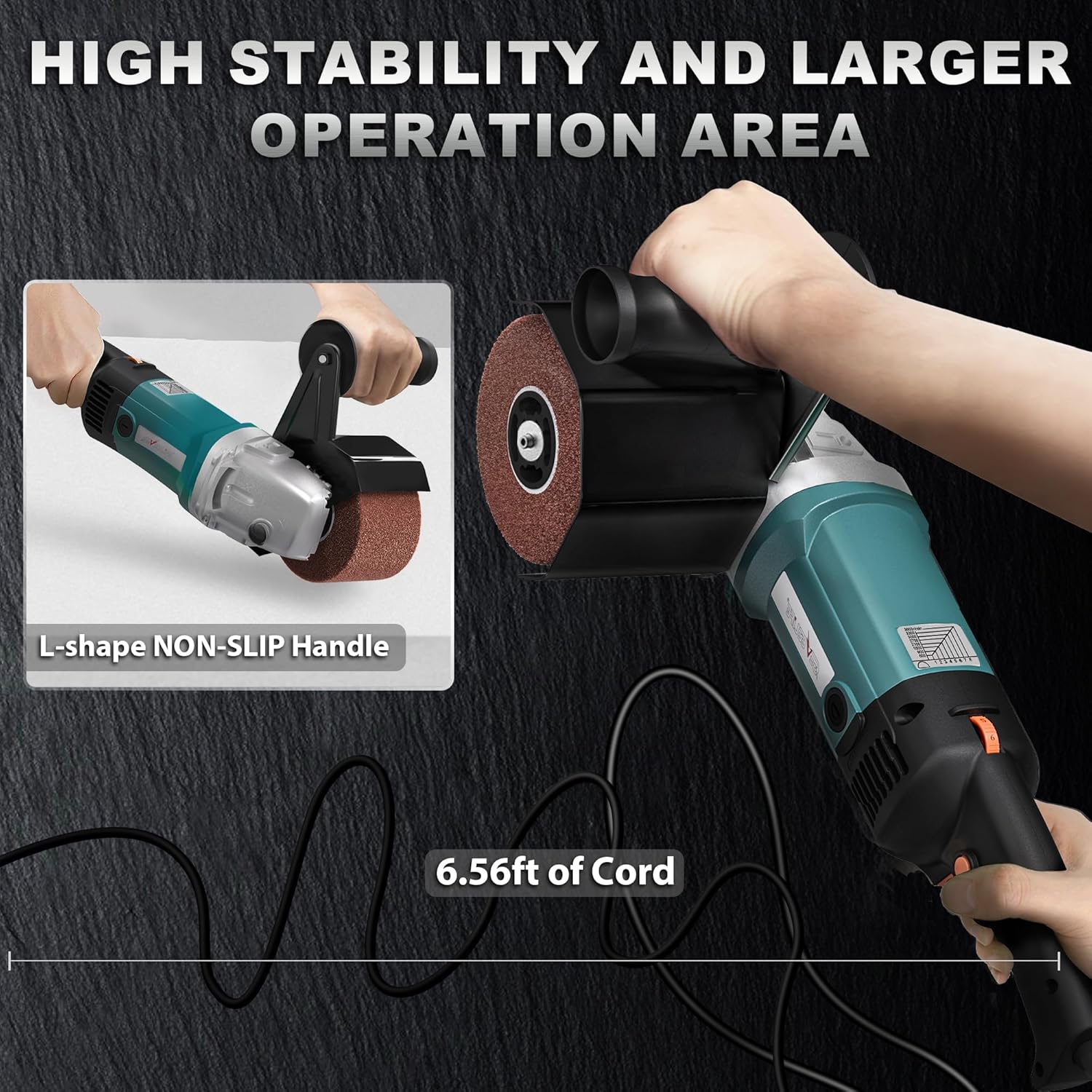 Surface Conditioning Tool 1400W, Burnishing Polishing Machine with 8 Variable Speed, Electric Handheld Stainless Steel Polisher Set, Metal Burnishing Machine Kit with Burnishing Wheel, Blue