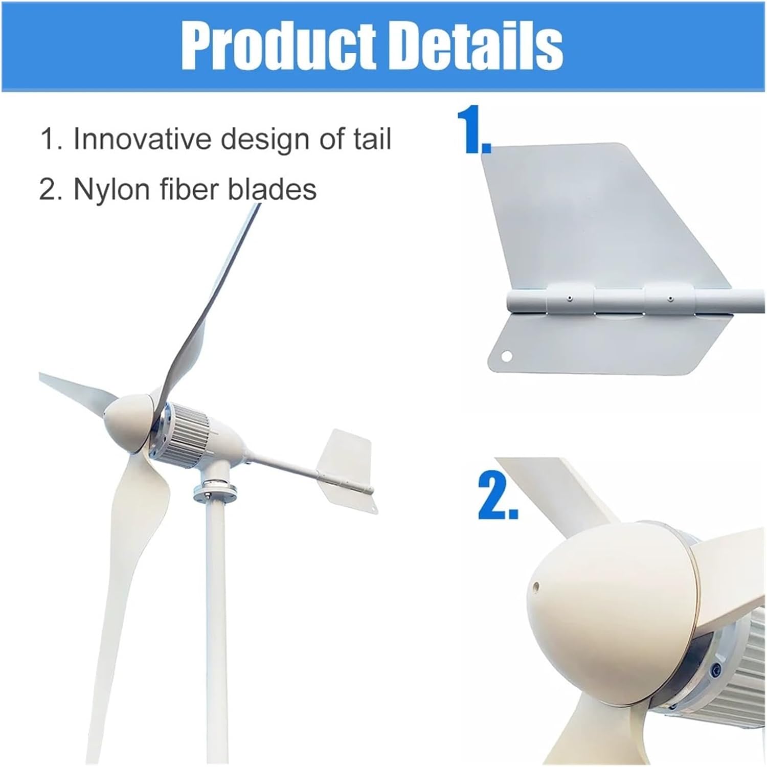 4000w Wind Turbine Generators Kit, Horizontal Wind Turbine Generator 96V 48V 24V for Home Low Starting Speed for Home(with Hybrid controll,24V)