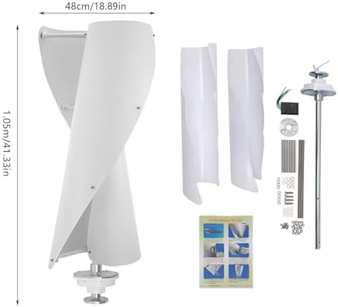Vertical Wind Turbine Generator Kit - 12V/24V Maglev Helix Windmill with 2 Blades, Portable Power Turbine, Efficient Vertical Axis Wind Generator with Controller