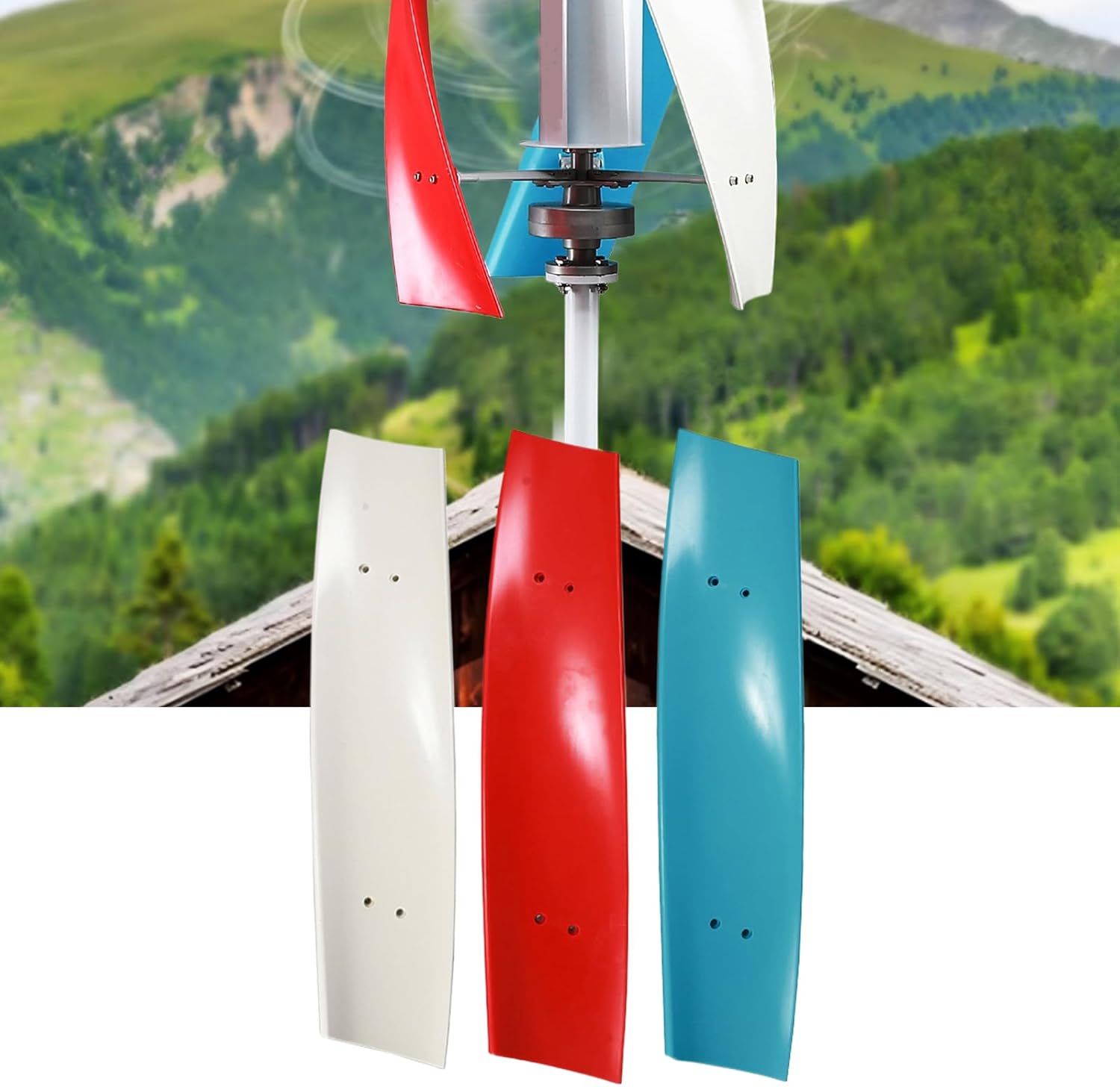 Vertical Wind Turbine Generator Set Blade,12V 24V 48V 220V Portable Wind Power Turbine Generator Kit Blade (3PCS,White)