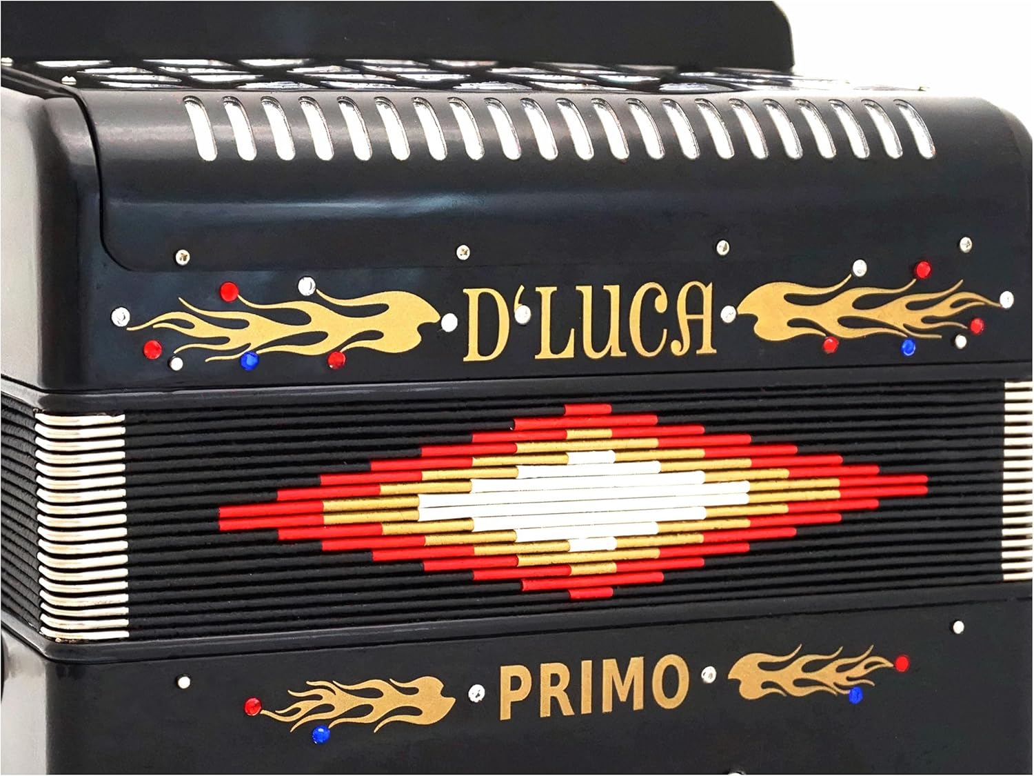 D'Luca Primo Button Accordion 31 Keys 12 Bass on FBE Key with Case and Straps, Black