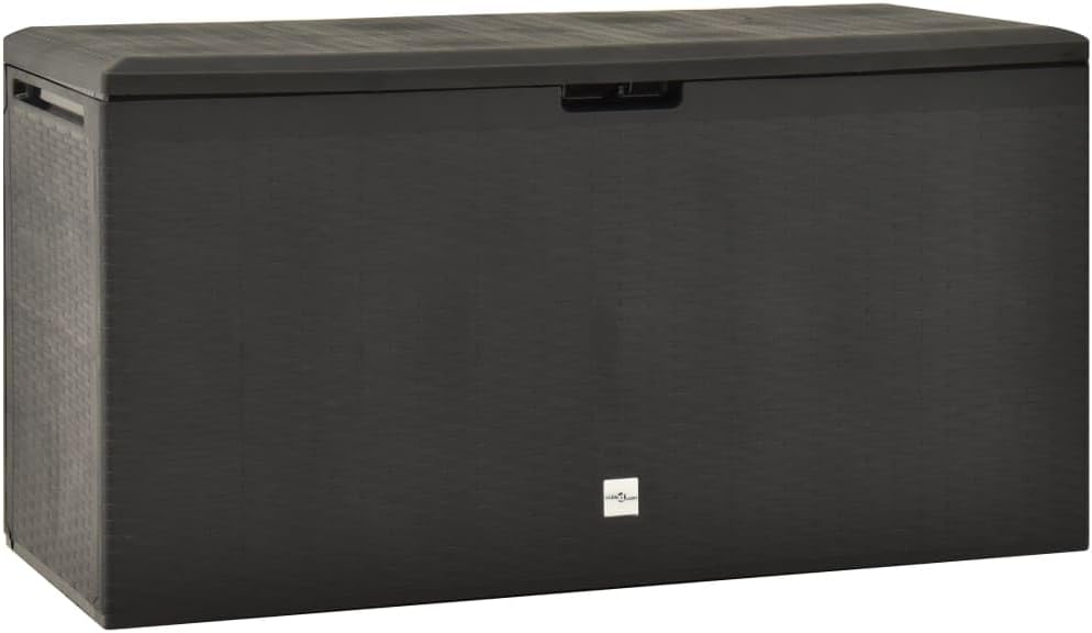 Anthracite Polypropylene Outdoor Storage Box, 44.9 x 18.5 x 23.6 in, Weatherproof Deck Box for Patio Cushions, Garden Tools, Garage Organization