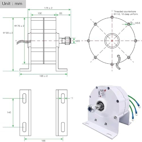 6000W Gearless Permanent Magnet Generator, Low RPM 600R/Min AC Alternator with Controller, Compact & Efficient for Renewable Energy Solutions