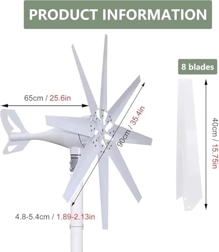 14000W Wind Turbine Generator Kit - 12V/24V/48V, 8 Durable Blades, MPPT Controller, Auto Wind Direction Adjustment, Ideal for Marine, Home, Hybrid Solar-Wind Systems