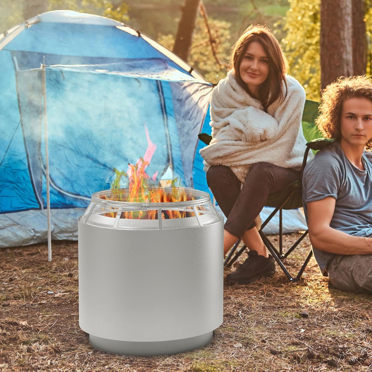 Spark Protector Mesh Screen for Solo Stove Yukon 27 Inch, Stainless Steel Fire Pit Spark Screen Mesh Fire Pit Spark Protector with Sticks Poker for Solo Stove Yukon Accessories