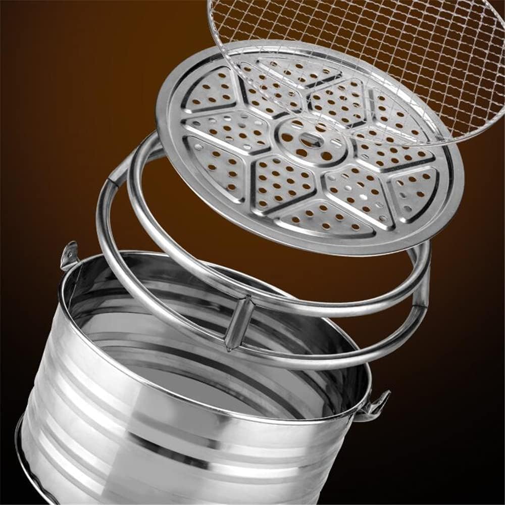 Outdoor Fire Pit Brazier with BBQ Grill Arc Handle Design Pattern Ventilation Buckle Adjustable Firepower Thickened Liner Removable Cooking Grill for Barbecue Heating